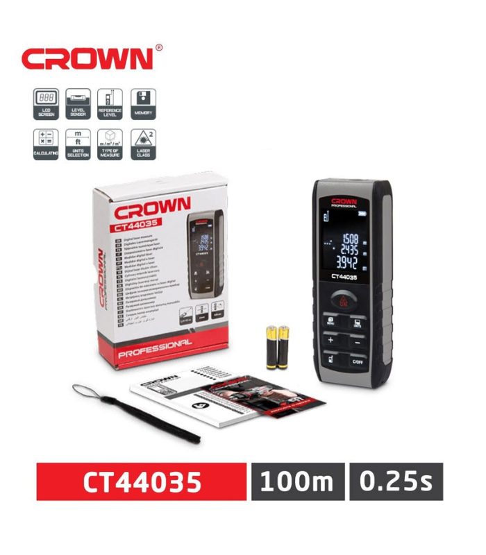 100 متر ليزر كراون 100 متر ديجيتال موديل CROWN – CT44035 - الصورة 1