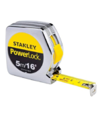متر قياس ستانلي 5 متر × 19 مم  STANLEY Powerlock STHT33158-8 - شريط قياس احترافي بدقة عالية مع خطاف Tru-Zero
